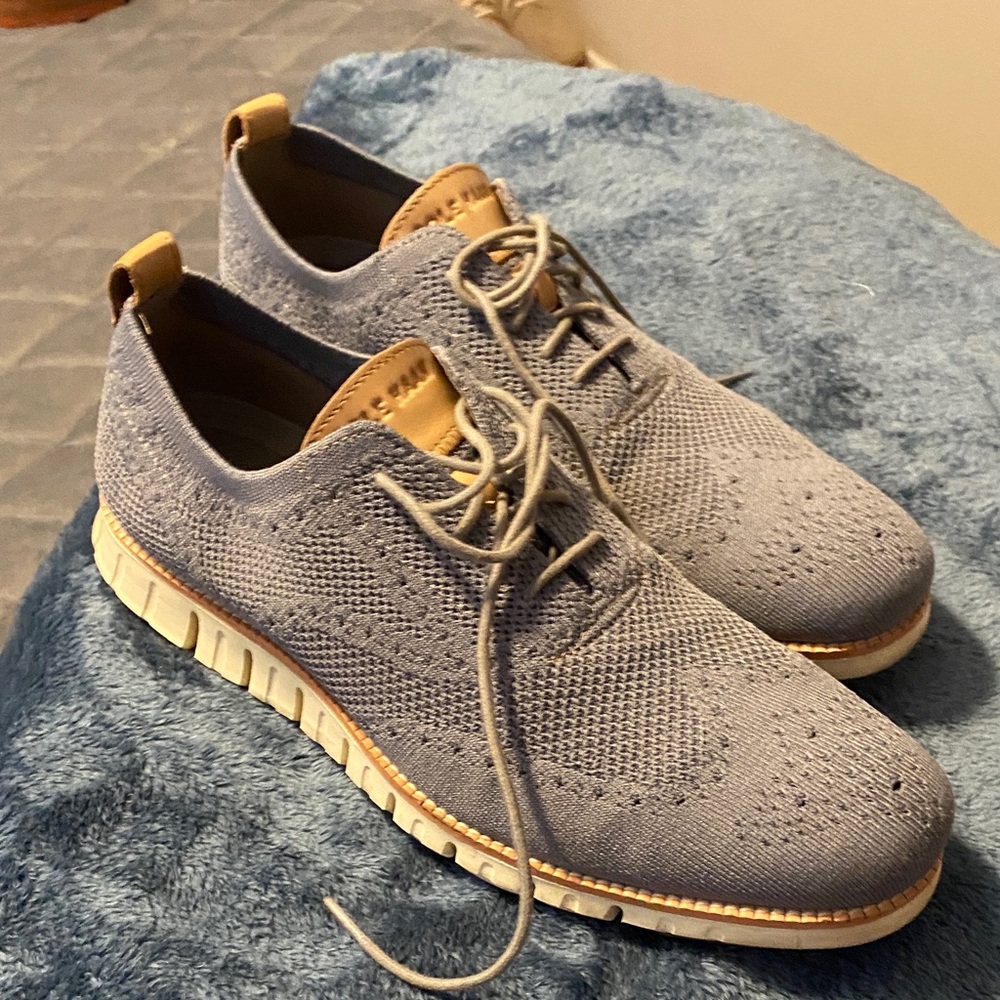 Cole Haan Light Gray Knit Oxfords
